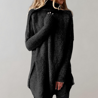 Longline Knit Sweater – Refined Draped Silhouette | Solenne
