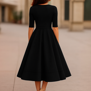 Retro midi evening dress classic A line silhouette | Annalise