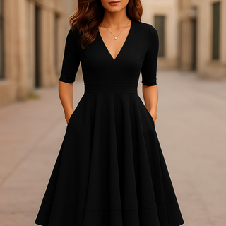 Retro midi evening dress classic A line silhouette | Annalise