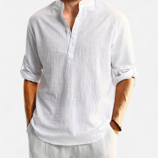 Collarless Henley Shirt | Arvane