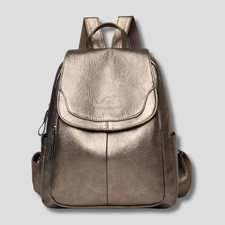 Embossed leather backpack secure structured everyday design | Valmera