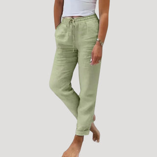 Lightweight summer trousers with drawstring waist and tapered leg | Solene