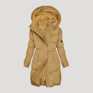Long waterproof hooded winter coat with padded warmth | Auralyn