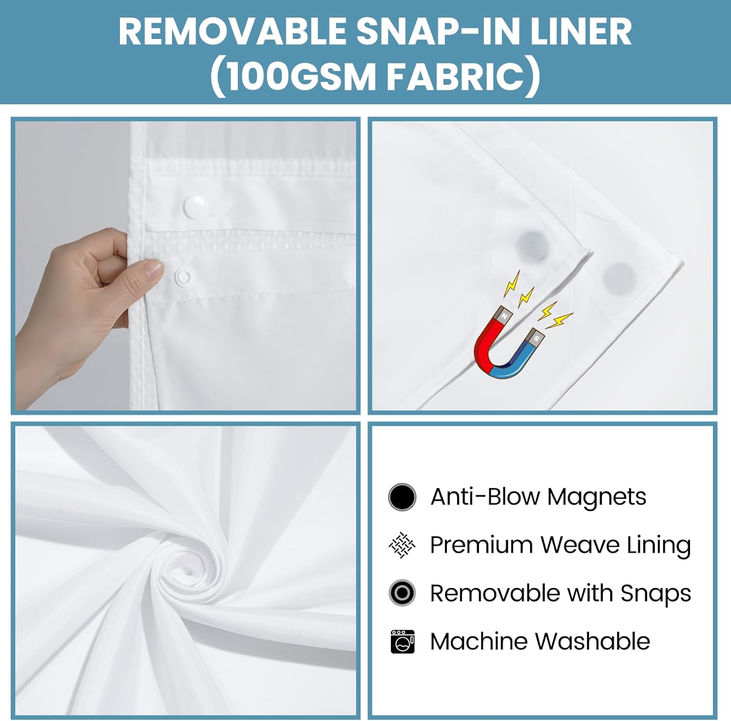 Delux Hookless Shower Curtain