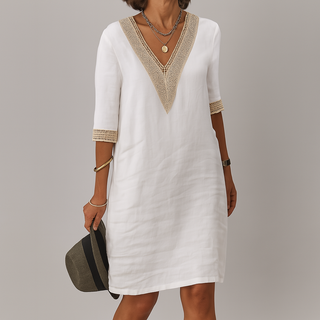 Linen midi summer dress relaxed elegant warm weather style | Linara