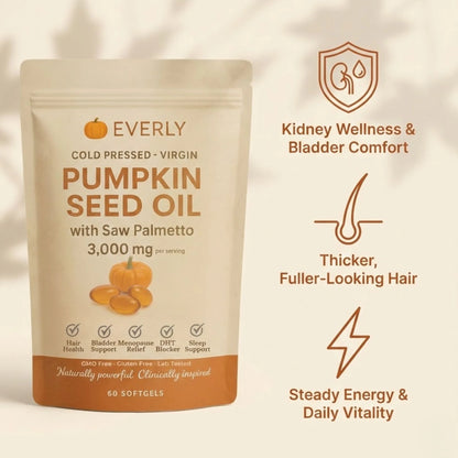 Everly Pumpkin Seed Oil Softgels – Naturally Strengthens Kidney Health and Bladder Comfort from Within