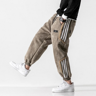 Warm lined joggers with contrast stripe streetwear style | Urban Hype