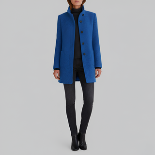 Elegant coat with high collar and button-front closure | Valerios