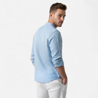 Collarless Henley Shirt | Arvane
