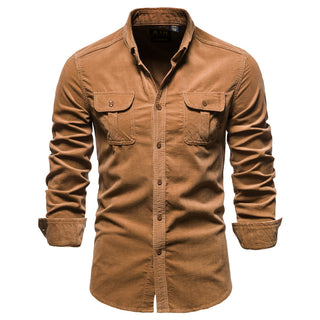 Slim fit button shirt modern clean tailored silhouette | Corvello
