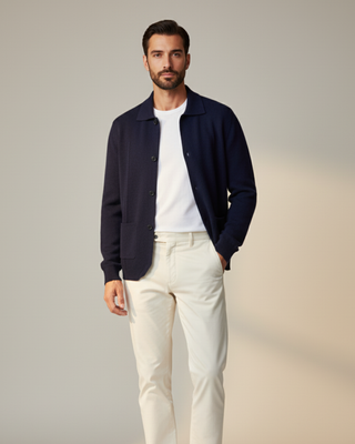 Button-Up Knit Overshirt with Structured Silhouette and Refined Finish | Callen