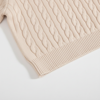 Half-Zip Knit Sweater with High Neck and Ribbed Trim | Constance