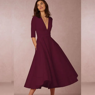 Retro midi evening dress classic A line silhouette | Annalise