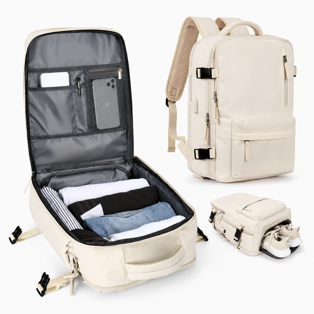 Travel Backpack Carry On Laptop Organizer Shoe Pocket