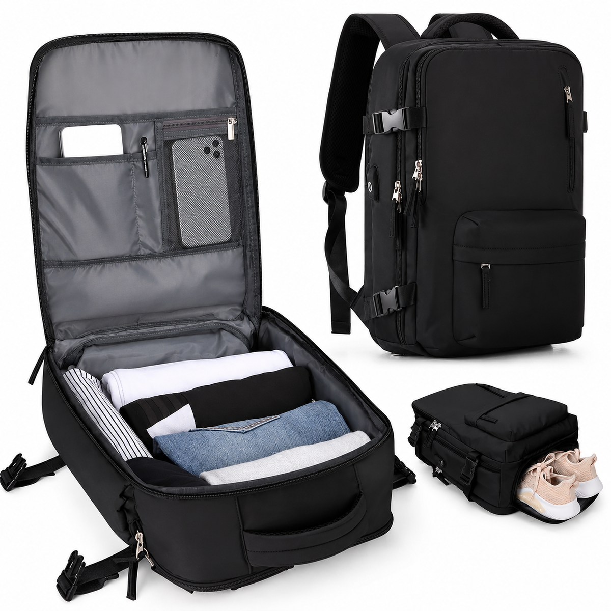 Travel Backpack Carry On Laptop Organizer Shoe Pocket