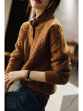 Cable Knit Button-Up Sweater – Timeless Structured Silhouette | Elowen