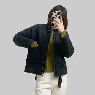 Quilted Puffer Jacket with Wave Stitching and Adjustable Hem | Elowyn