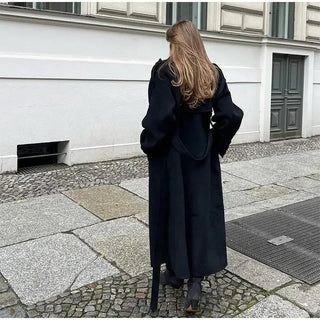 Cheri Double-Breasted Long Trench Coat