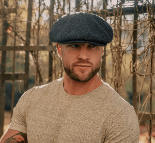 Herringbone baker boy cap classic eight panel design | Hampton