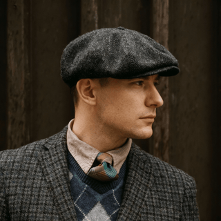 Herringbone baker boy cap classic eight panel design | Hampton