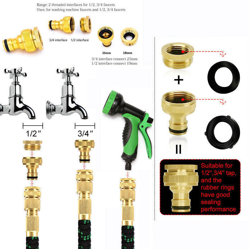 Knot-Free Garden Hose (Includes 8 Spray Nozzle & Storage Bag)